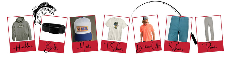 Men’s outdoor apparel including fishing shirts, hoodies, jackets, and pants from Drake, Sitka, and Simms.