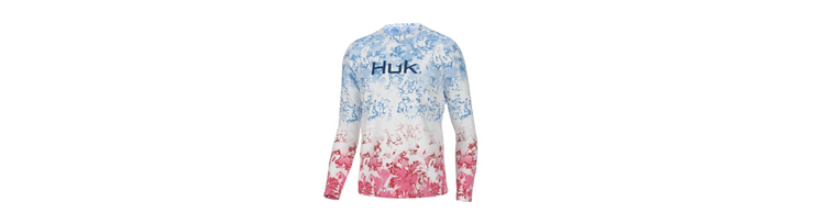 Huk Fin America Fade Pursuit Mens Performance Shirts - Crystal Blue