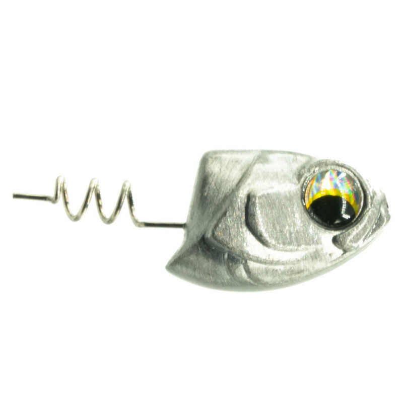 Load image into Gallery viewer, 6th Sense Treble Head Jig Head with built-in screw lock for secure soft plastic swimbait rigging. Raw