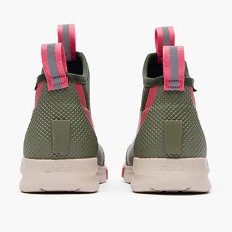 Load image into Gallery viewer, Green and pink sneakers with unique sole design on a white background