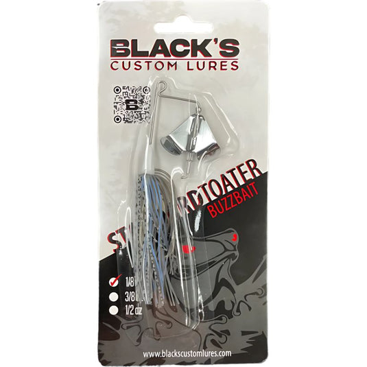 Black's Custom Lures Non-Clacking Toad Toater Buzzbaits - Shad with Nickel Blade