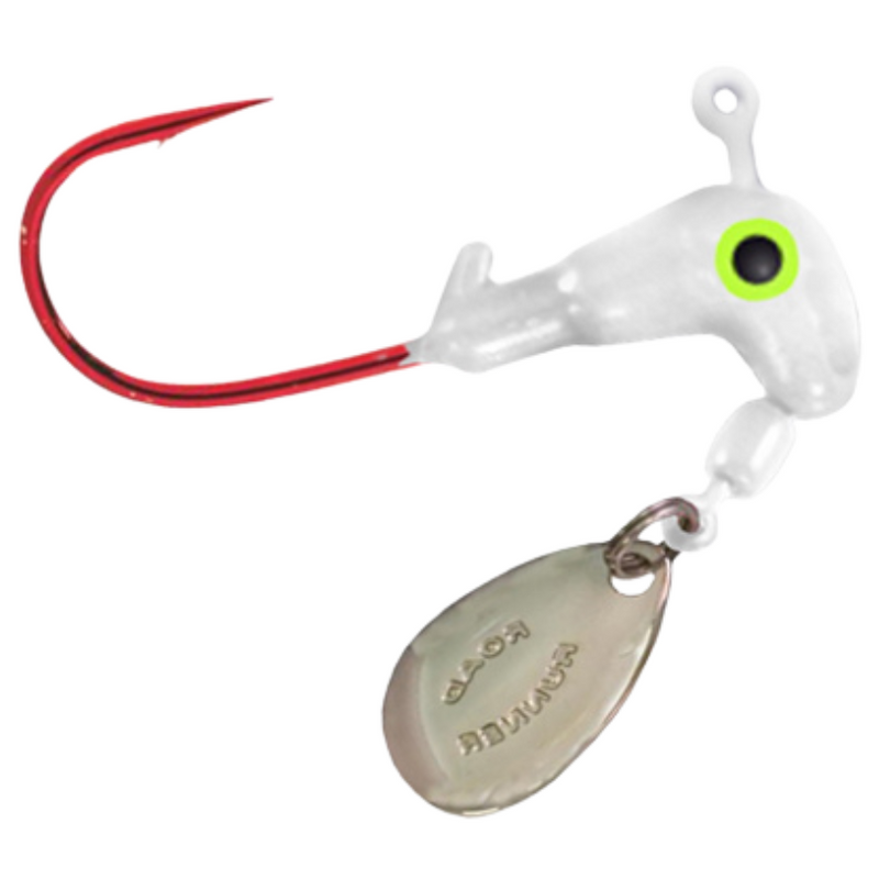 Load image into Gallery viewer, Blakemore Fishing Road Runner Barbed Jig Heads - White