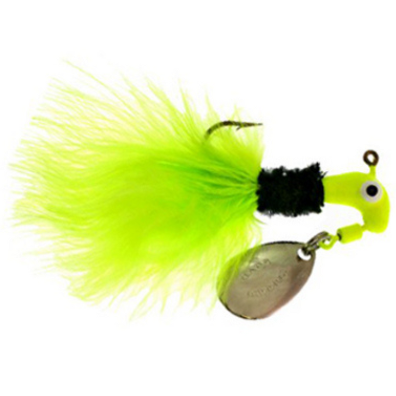 Load image into Gallery viewer, Blakemore Fishing Road Runner Marabou Jigs - Chartreuse Black