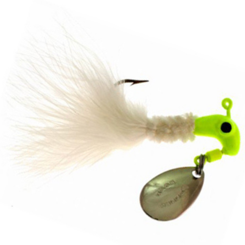 Load image into Gallery viewer, Blakemore Fishing Road Runner Marabou Jigs - Chartreuse White