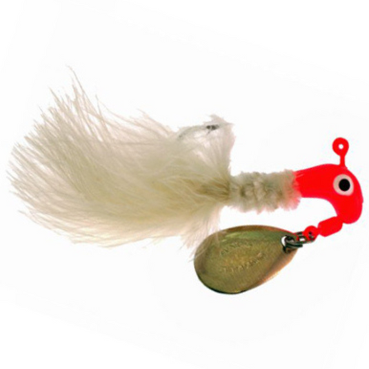 Blakemore Fishing Road Runner Marabou Jigs - Fluorescent Orange and White