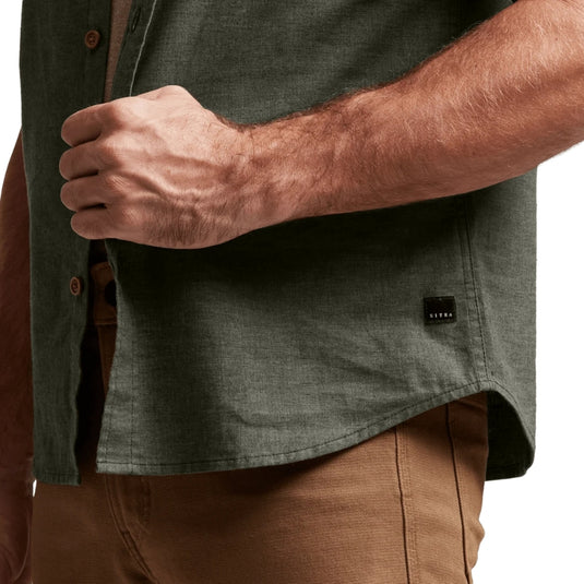 Sitka Ambary Short Sleeve Shirt – breathable button-down with hemp blend fabric, chest pocket, and wood buttons