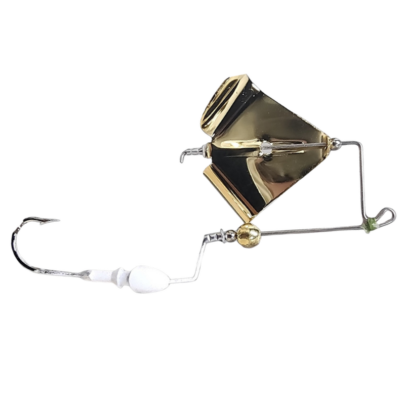 Load image into Gallery viewer, Brazalo Custom Lures Elite Bushwhacker Buzzbaits - White and Gold Blade