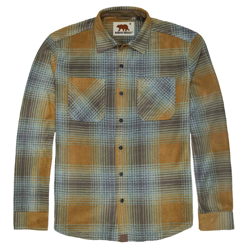 Load image into Gallery viewer, Plaid shirt with a pattern of brown, green, and beige on a white background