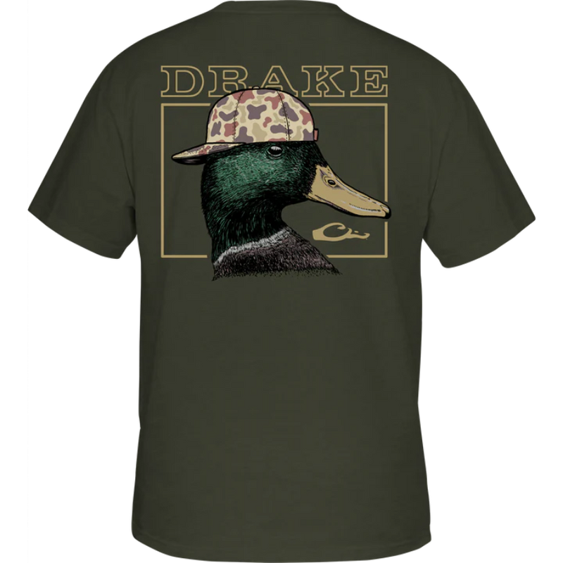 Load image into Gallery viewer, Drake Waterfowl Back Cap Mallard T-Shirt - Deep Depth Dark Heather