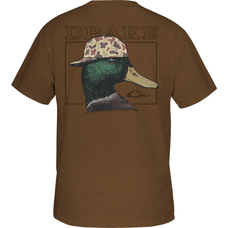 Load image into Gallery viewer, Drake Waterfowl Back Cap Mallard T-Shirt - Golden Pecan Dark Heather