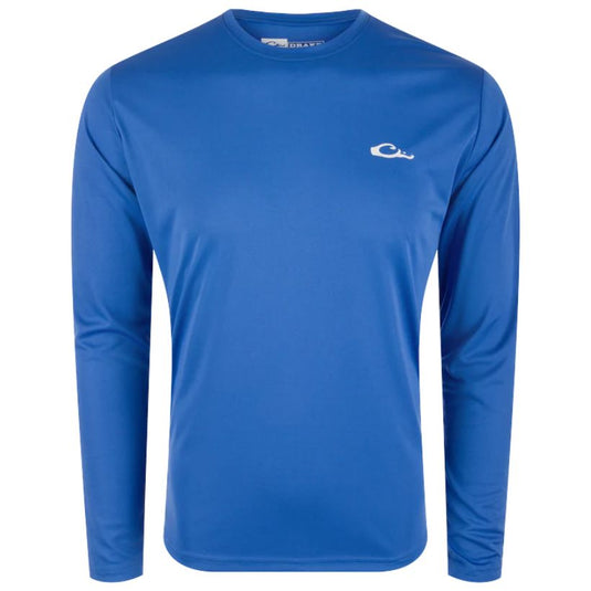 Drake Icon Long Sleeve Performance Crew - Blue - Front View