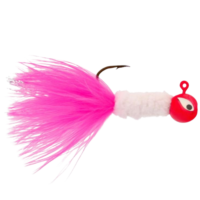 Load image into Gallery viewer, Eagle Claw Pro-V Chenille Crappie Jigs - Pink and White