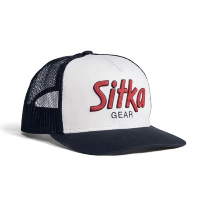 Load image into Gallery viewer, Sitka 90's Script High Pro Trucker Hat – high-profile foam snapback cap with mesh back and vintage SITKA logo