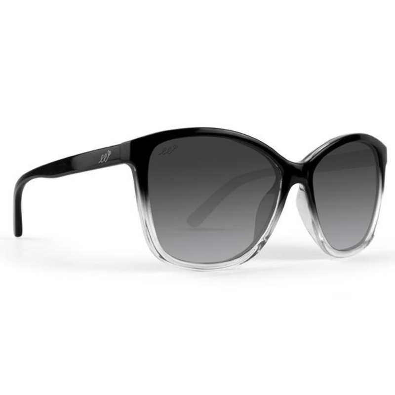 Load image into Gallery viewer, Epoch Elizabeth Sunglasses - Black to Clear Frames with Polarized Smoke Gradient Lens