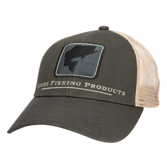 Simms Bass Icon Trucker Hat – Low Crown Cotton Twill Front with Mesh Back and Bass Patch Logo