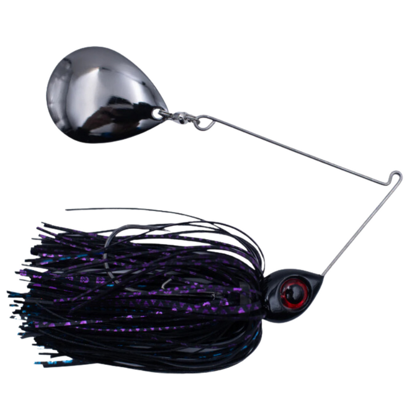 Load image into Gallery viewer, Head Hunter Nasty Night 50-50 Colorado Spinnerbait - Smokey Night and Electric Black