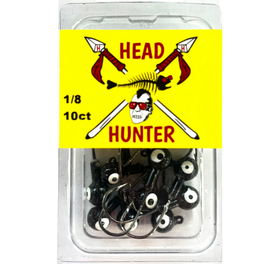 Head Hunter Painted Round Jig Heads - Black - 1-8oz