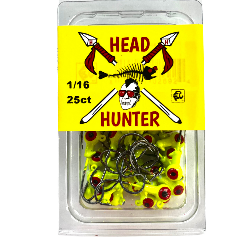 Load image into Gallery viewer, Head Hunter Painted Round Jig Heads - Chartreuse - 1-16oz - 25pk