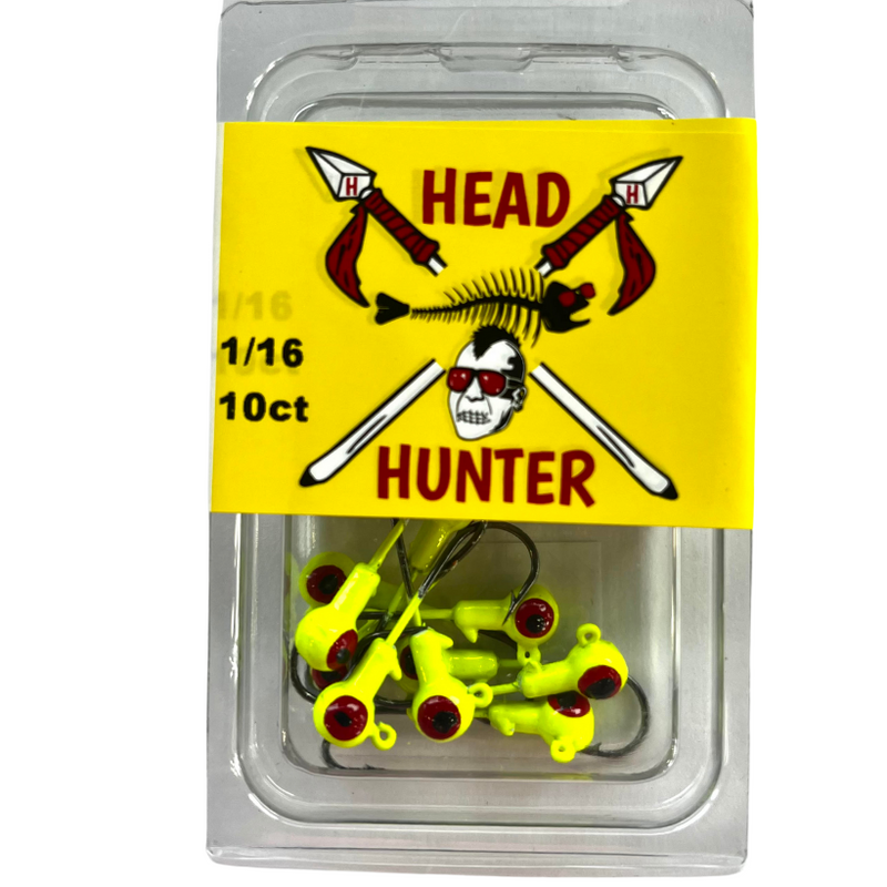 Load image into Gallery viewer, Head Hunter Painted Round Jig Heads - Chartreuse - 1-16oz