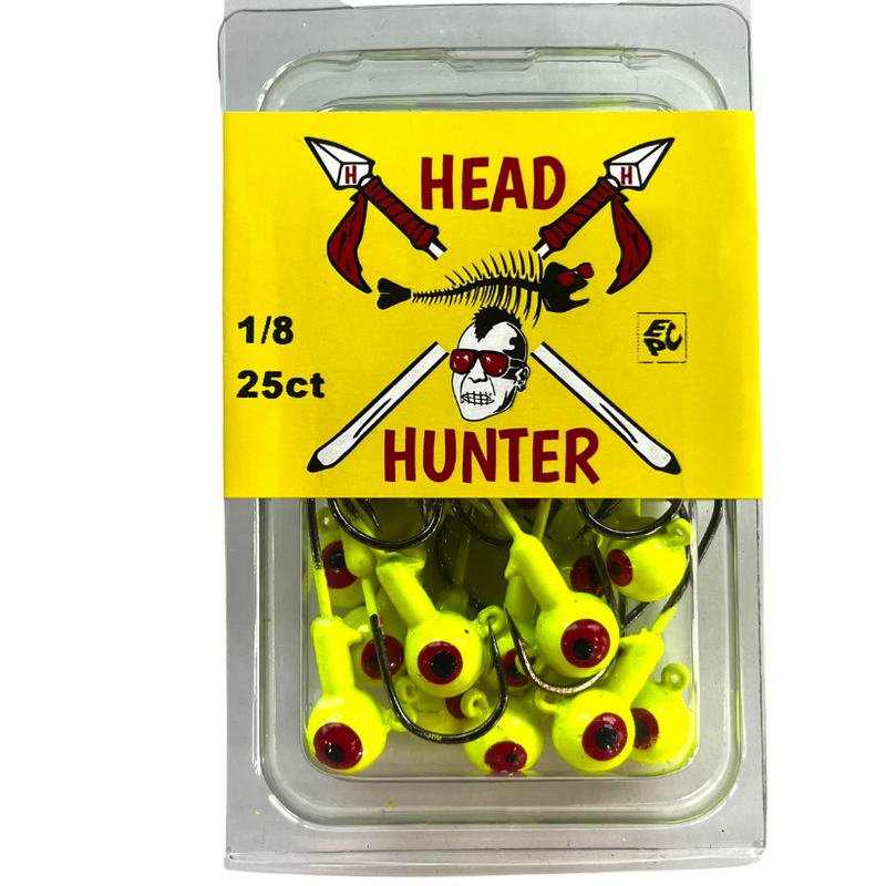 Load image into Gallery viewer, Head Hunter Painted Round Jig Heads - Chartreuse - 1-8oz - 25pk