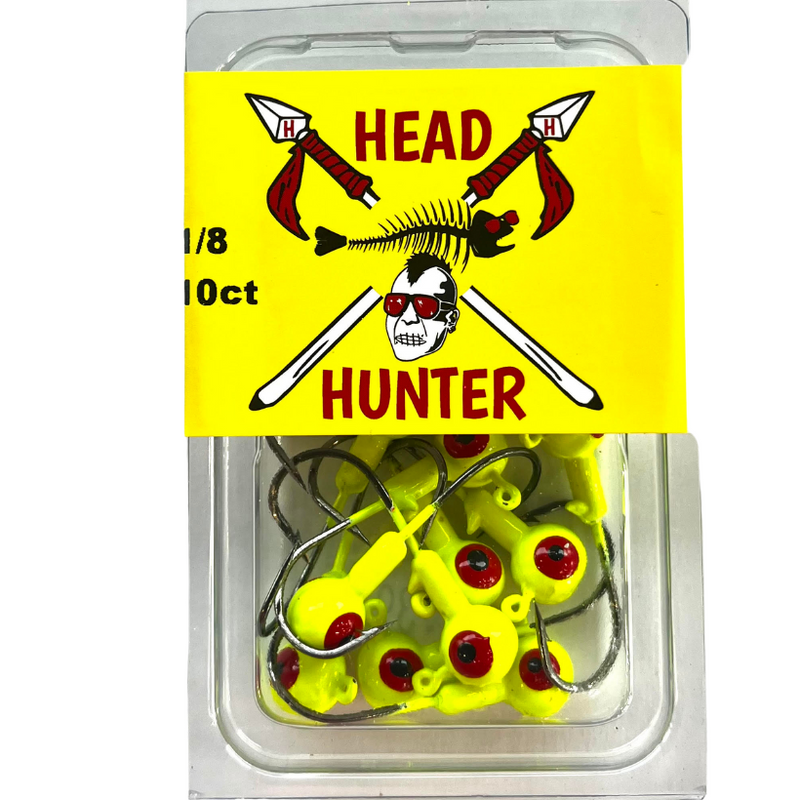 Load image into Gallery viewer, Head Hunter Painted Round Jig Heads - Chartreuse - 1-8oz