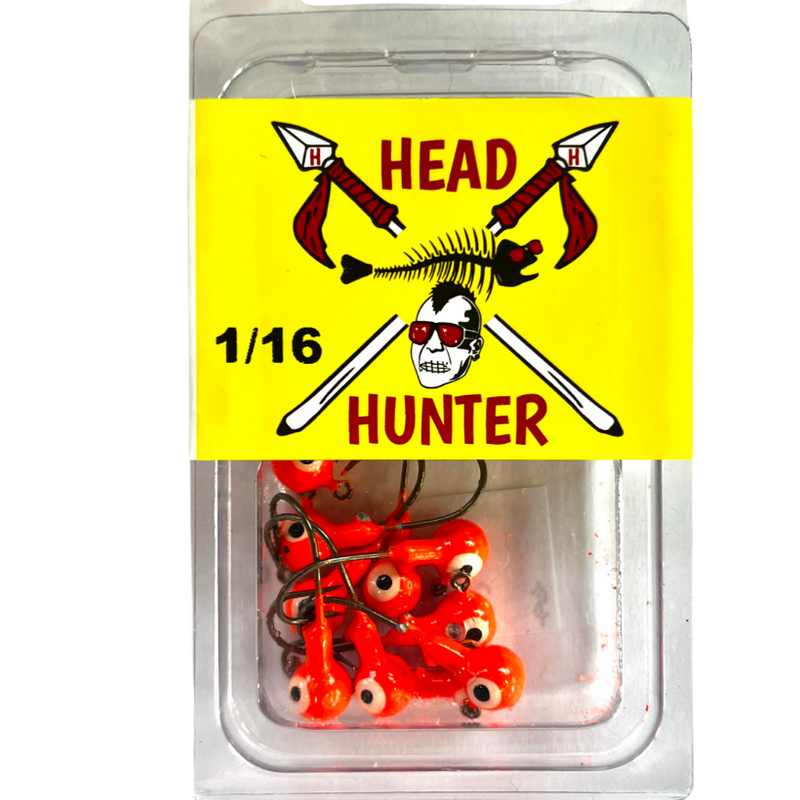 Load image into Gallery viewer, Head Hunter Painted Round Jig Heads - Flo Orange - 1-16oz