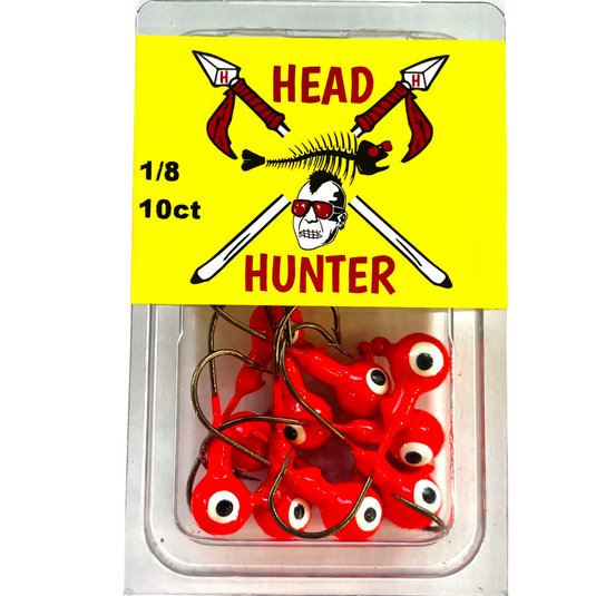 Head Hunter Painted Round Jig Heads - Flo Orange - 1-8oz