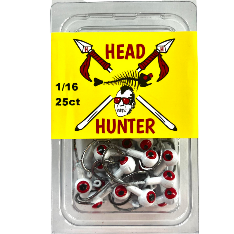 Load image into Gallery viewer, Head Hunter Painted Round Jig Heads - White - 1-16oz - 25pk