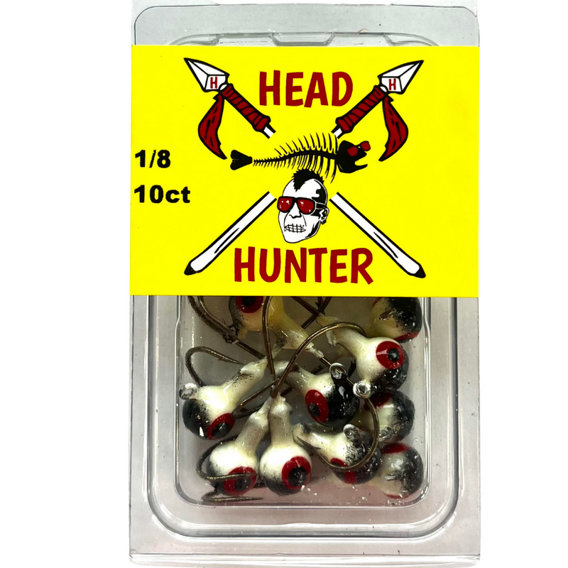 Load image into Gallery viewer, Head Hunter Painted Round Jig Heads - White Black - 1-8oz