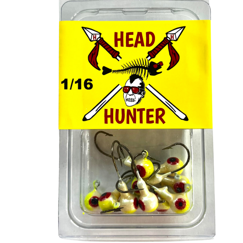 Load image into Gallery viewer, Head Hunter Painted Round Jig Heads - White Chartreuse - 1-16oz