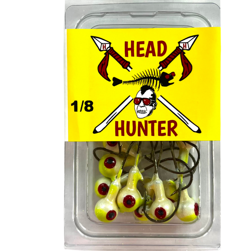 Load image into Gallery viewer, Head Hunter Painted Round Jig Heads - White Chartreuse - 1-8oz