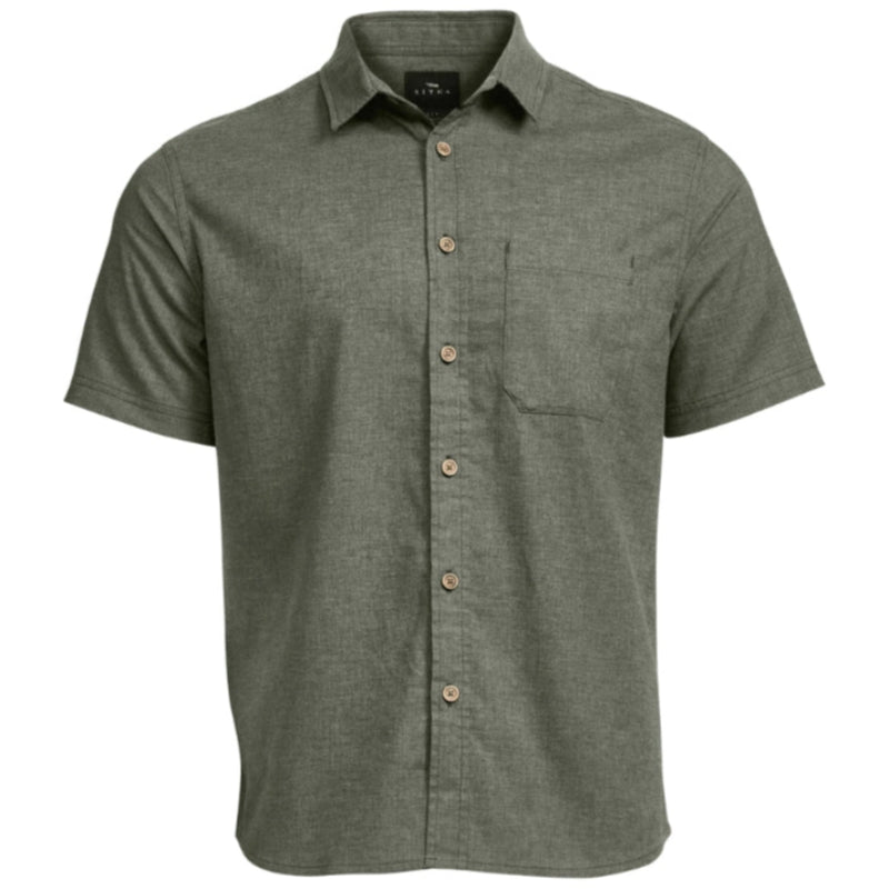Load image into Gallery viewer, Sitka Ambary Short Sleeve Shirt – breathable button-down with hemp blend fabric, chest pocket, and wood buttons