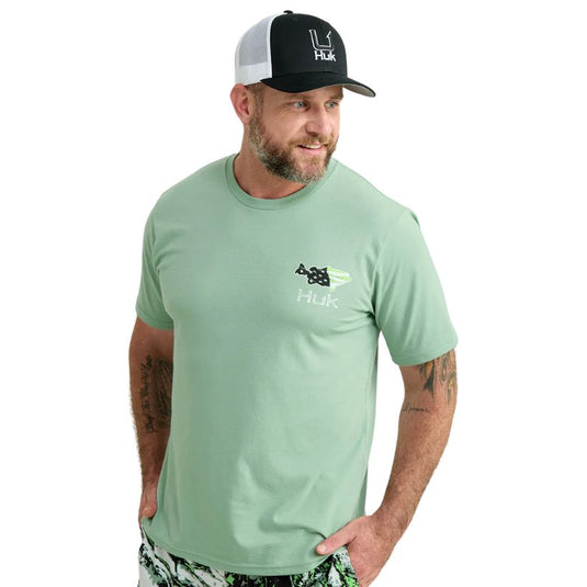 Huk Fish Flag T-Shirts - Fog Green - Front View