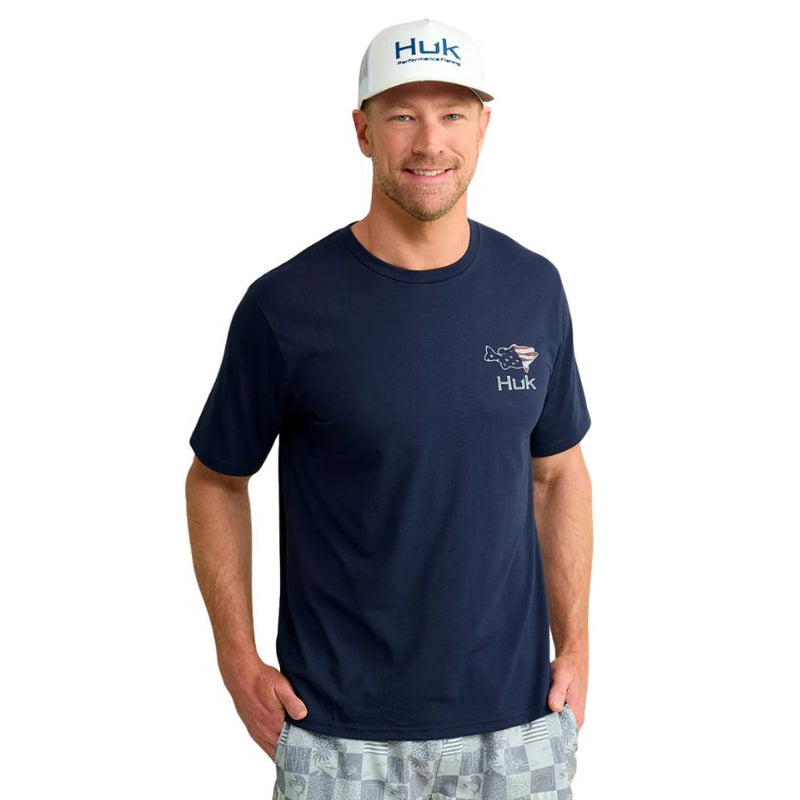 Load image into Gallery viewer, Huk Fish Flag T-Shirts - Naval Academy - Front View