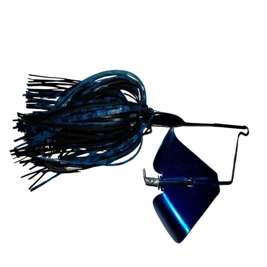 J & H Tackle Head-Knockers Buzz Baits - Black Blue Skirt with Blue Blade