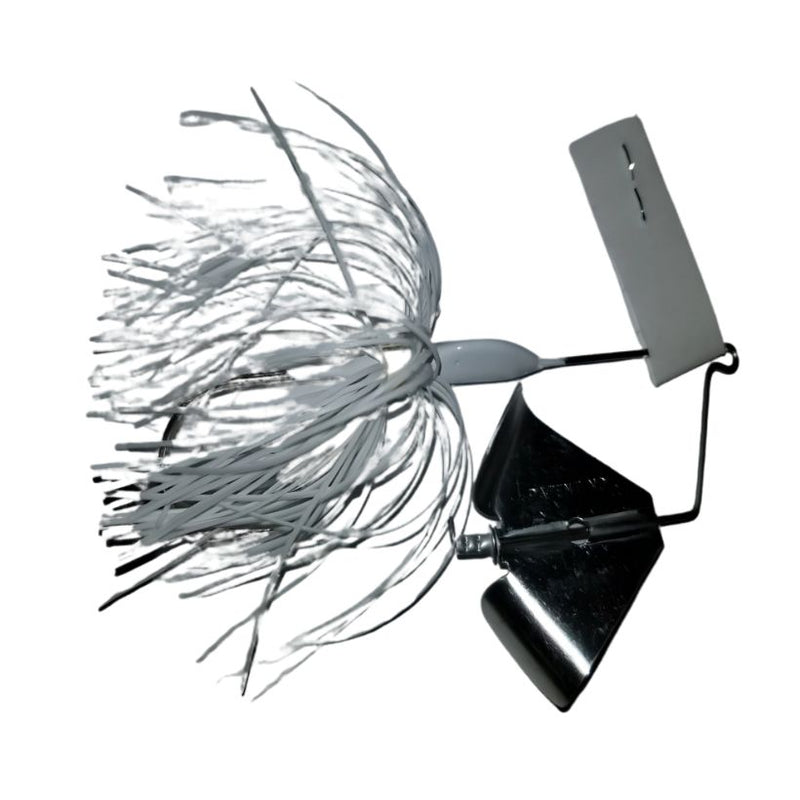Load image into Gallery viewer, J & H Tackle Head-Knockers Buzz Baits - White with Silver Blade