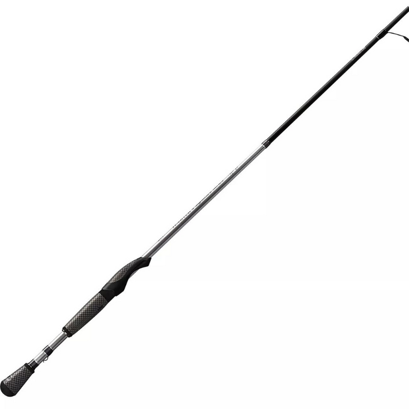 Load image into Gallery viewer, A single Lew's Signature Series Spinning Rod with a black handle and silver blank.