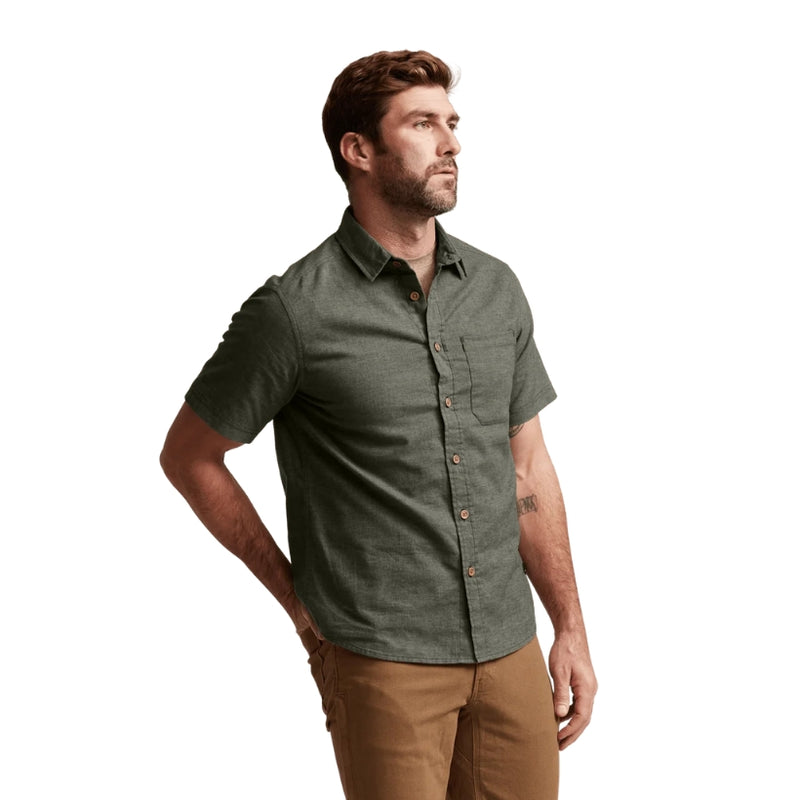 Load image into Gallery viewer, Sitka Ambary Short Sleeve Shirt – breathable button-down with hemp blend fabric, chest pocket, and wood buttons