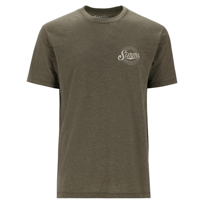 Load image into Gallery viewer, Simms Mens Circle Lockup T-Shirt - Military Heather - Front View