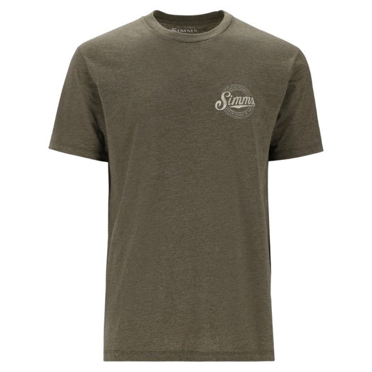 Simms Mens Circle Lockup T-Shirt - Military Heather - Front View