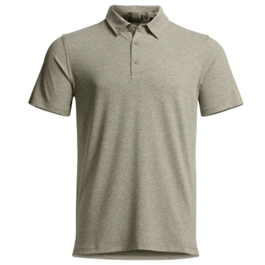 Sitka Essential Short Sleeve Polo – lightweight performance shirt with UPF 50+, odor control, and breathable stretch fabric. Oak Heather