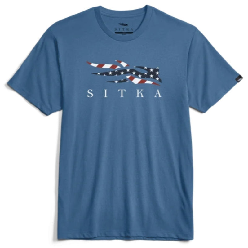 Load image into Gallery viewer, Sitka Icon Flag Tee – pre-washed cotton-poly shirt with SITKA flag logo graphic, soft and true-to-size fit
