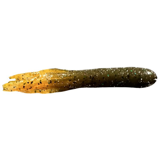 Right Bite Baits Large Salty Tube - Green Pumpkin Orange Tip