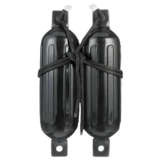 Seachoice Twin Eye Fender Kit in black – heavy-duty marine vinyl boat fender with included lines