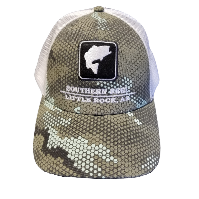 Load image into Gallery viewer, Simms Bass Icon Trucker Hats w/ Southern Reel Name Hats - Hex Camo Boulder