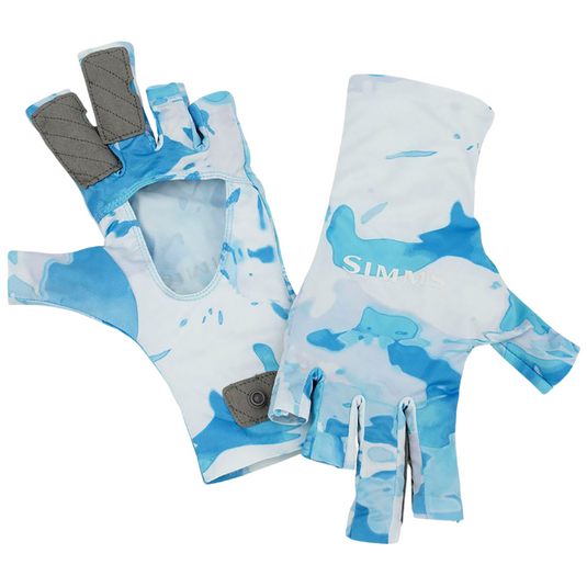 Simms Mens SolarFlex Sun Gloves - Cloud Camo Blue