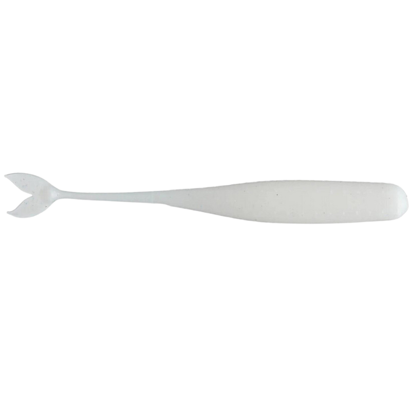Load image into Gallery viewer, 6th Sense Juggle Minnow soft plastic trailer with fork tail and 3D ridgelines for multi-rig bass fishing. Spanish Pearl