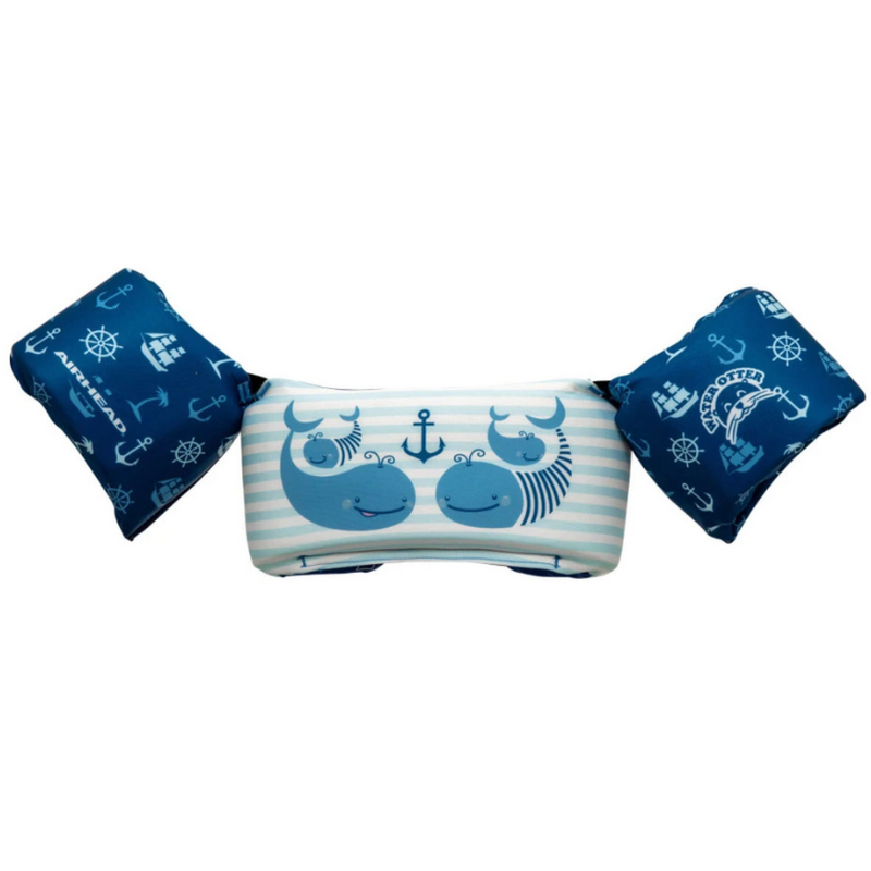 Load image into Gallery viewer, Airhead Water Otter Kids Life Jacket – Whale and anchor nautical design for kids