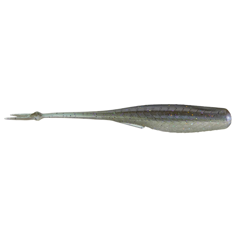 Load image into Gallery viewer, 6th Sense Juggle Minnow soft plastic trailer with fork tail and 3D ridgelines for multi-rig bass fishing. ghost minnow