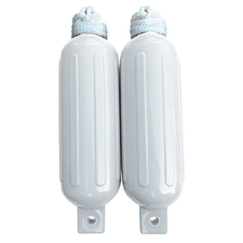 Load image into Gallery viewer, Seachoice Twin Eye Fender Kit in white – premium marine-grade vinyl boat fender with mounting lines